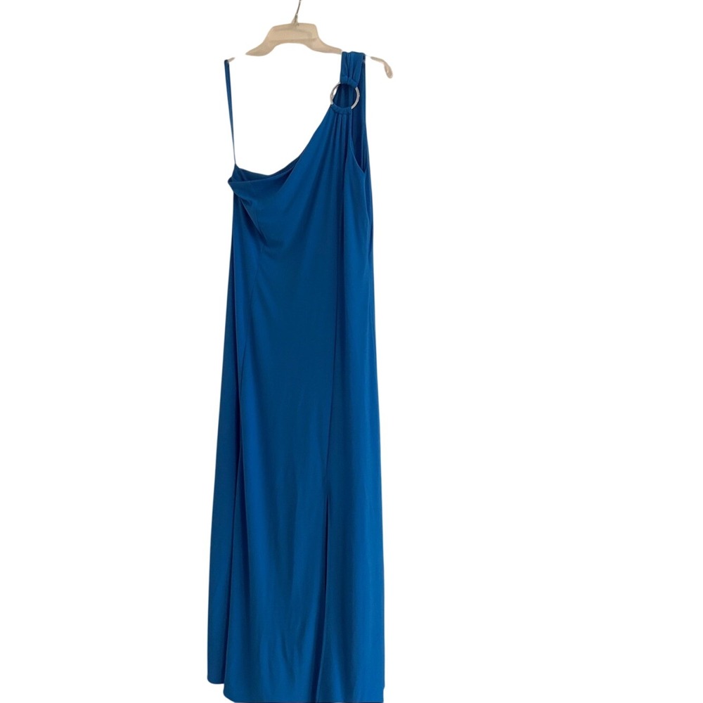 White House Black Market One-Shoulder Royal Blue Maxi Dress with Ring